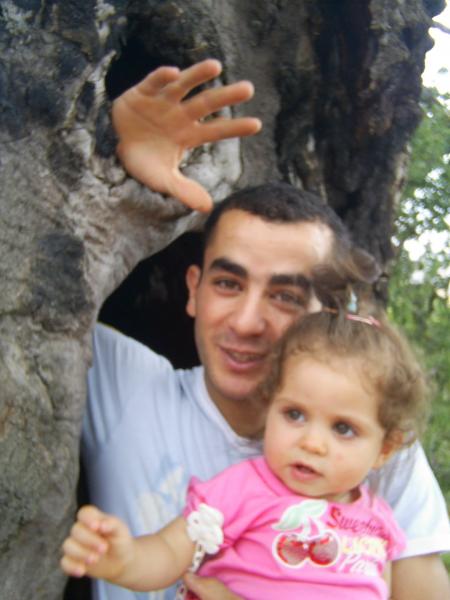 la main de djamel qui traverse l'arbre magique.